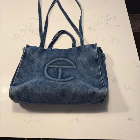 Telfar Medium Denim Tote Bag - Picture 3 of 12